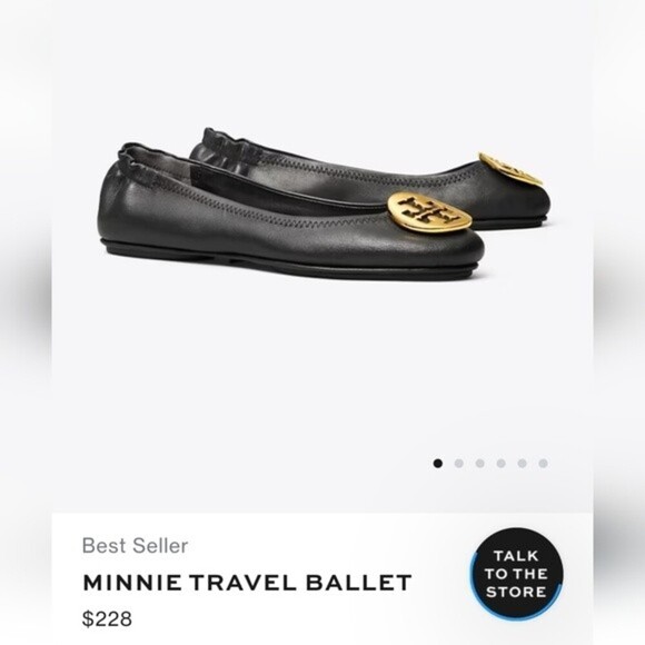 Tory Burch Minnie Travel Leather Ballet Flat size 6 in Black - Picture 7 of 11